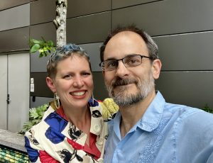 Burke and Krista selfie, dressed up.